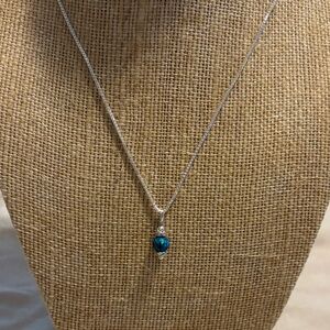Elegant Silver Necklace with Blue Pendant